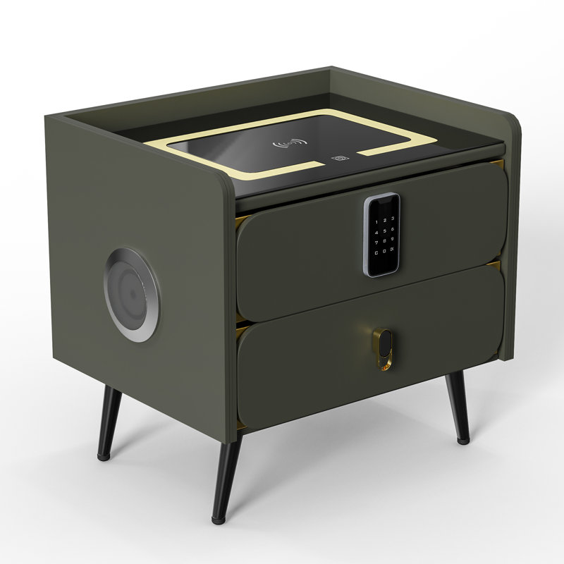 20" Tall Smart nightstand with combination lock and Bluetooth player, Green