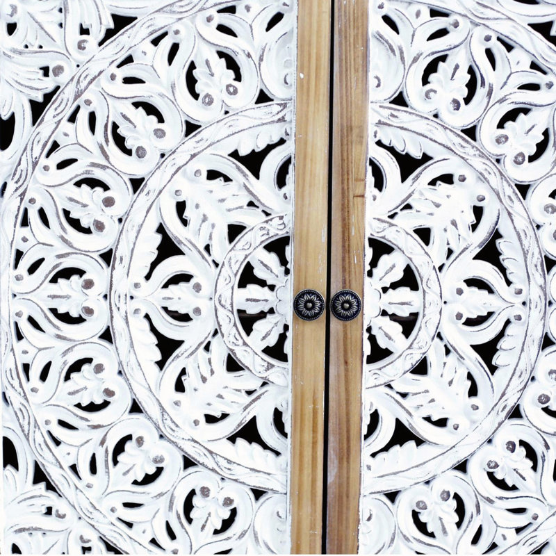 Armoire d'appoint à 4 portes sculptées en creux avec tablettes réglables