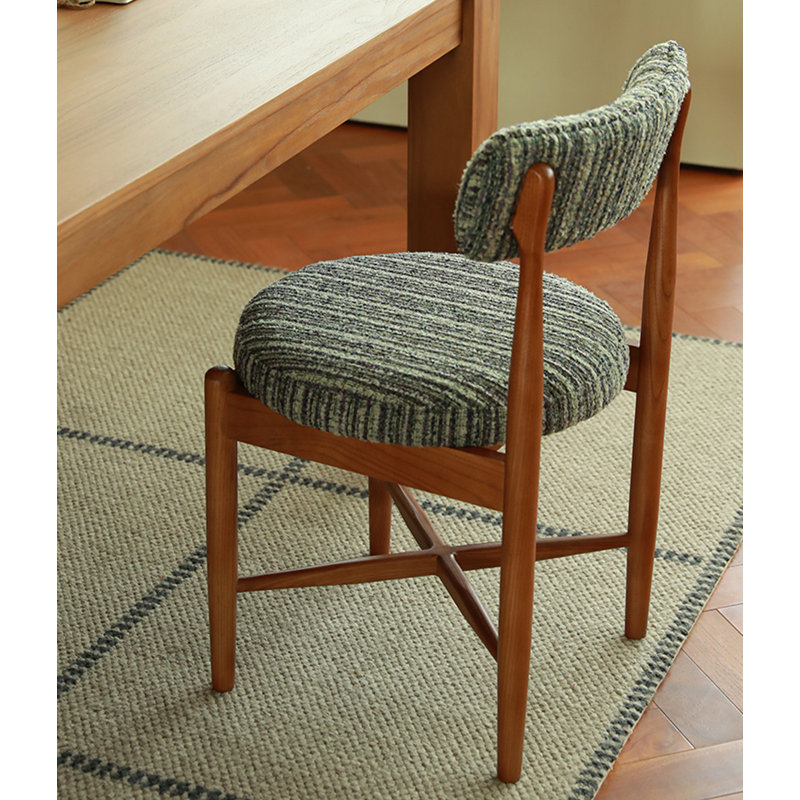 Chaise de salle à manger rétro et simple en bois de frêne massif