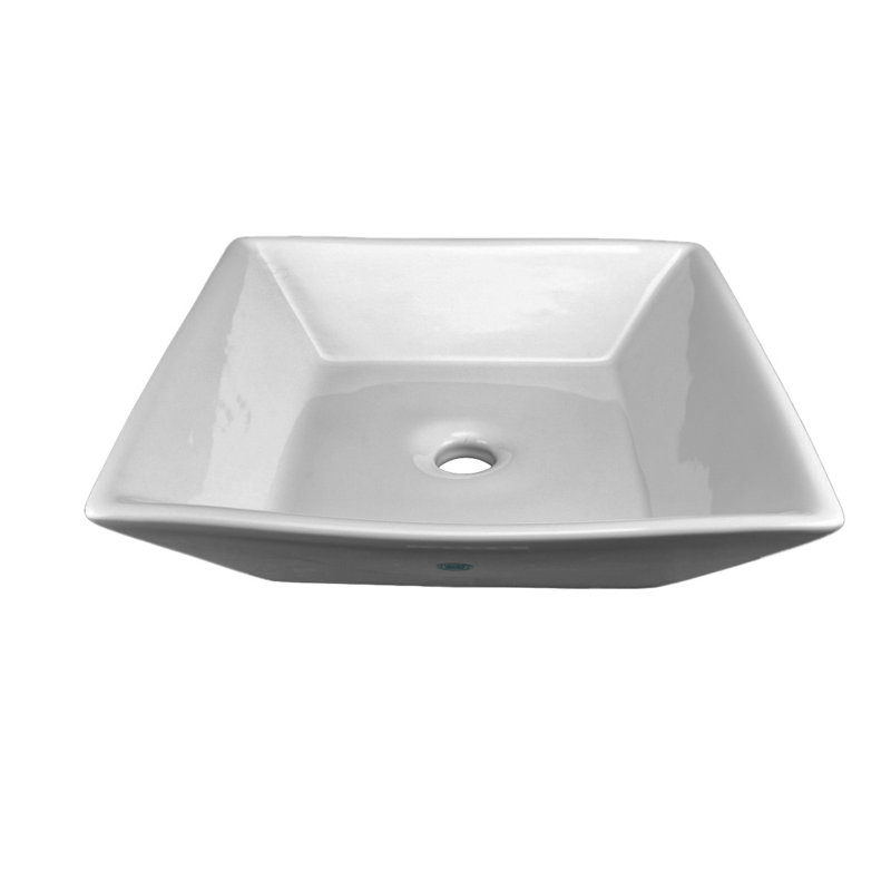Lavabo de salle de bain carré en porcelaine vitreuse