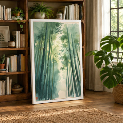Bamboo Canopy Light Japandi - Wrapped Canvas
