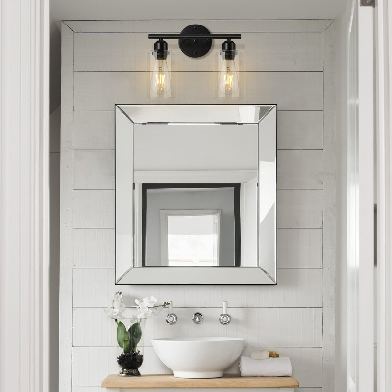 Addam 2-Light Dimmable Bathroom Vanity Light Fixtures, Matte Black