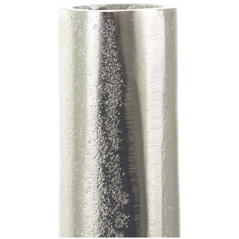 Vase décoratif en aluminium et gravures linéaires Maebri, Argent, H 16,05 po x l 7,35 po x P 2,25 po