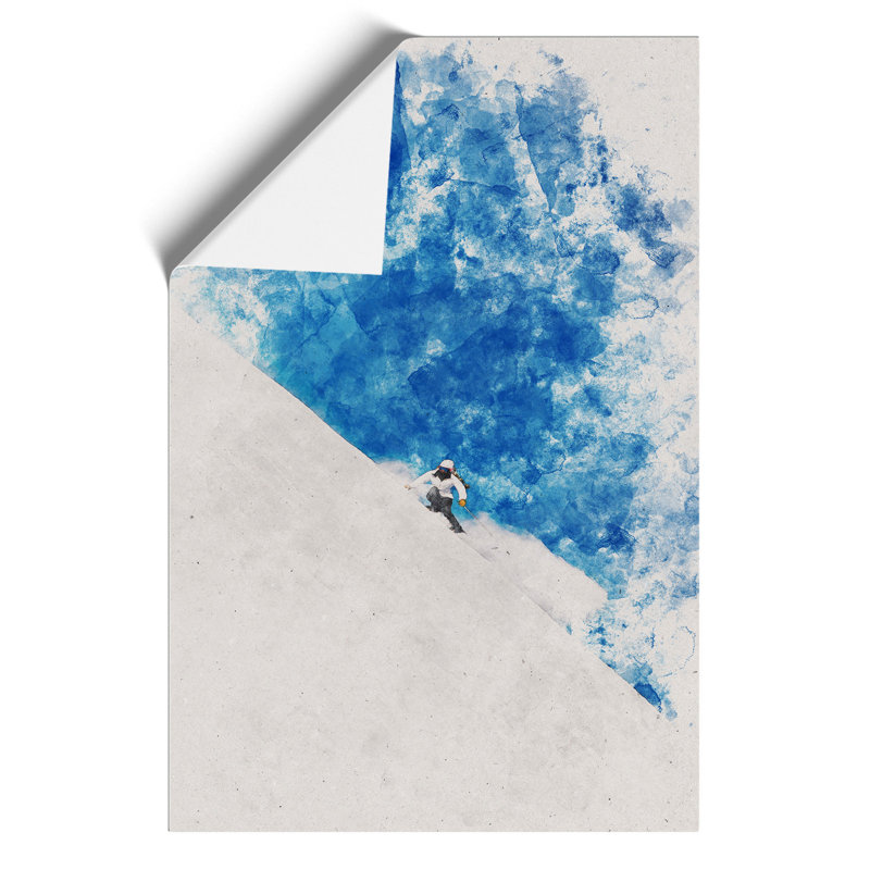 Skiing Watercolour - Frameless Print, 30cm H x 21cm W x 0.1cm D