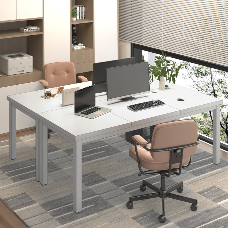 Grand bureau d'ordinateur, bureau d'ordinateur de jeu avec un design moderne, bureau d'ordinateur de bureau., Blanc