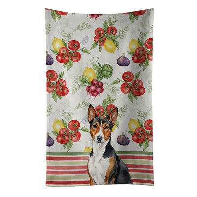Tricolor and White Basenji Vegetables Kitchen Towel