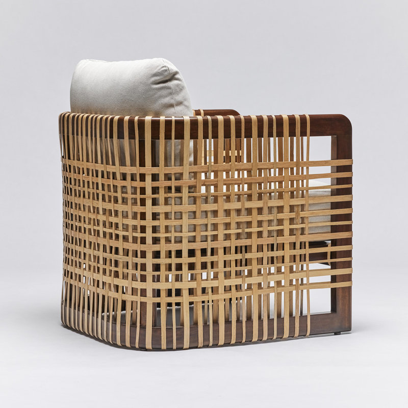 Palms Armchair, Light Chestnut, Straw Faux leather