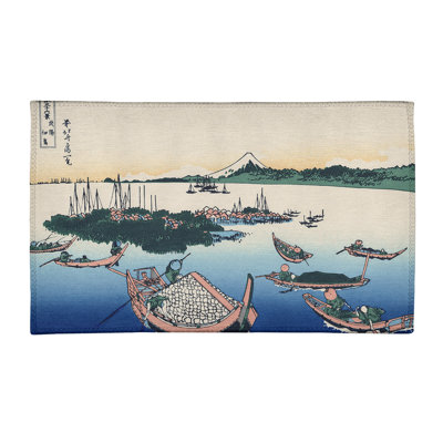 Tapis bleu / rouge / vert de l'île de Tsukuda dans la province de Musashi