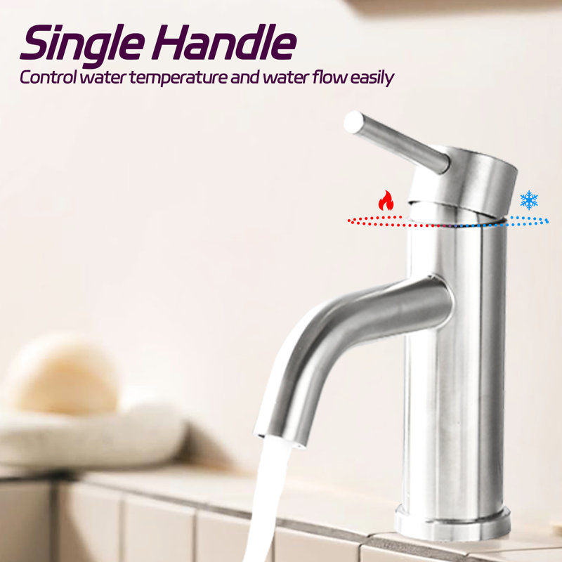 Robinet de salle de bain - Style moderne, nickel brossé, 1 trou, fonctionnalité unique pour une alimentation en eau moderne et stable