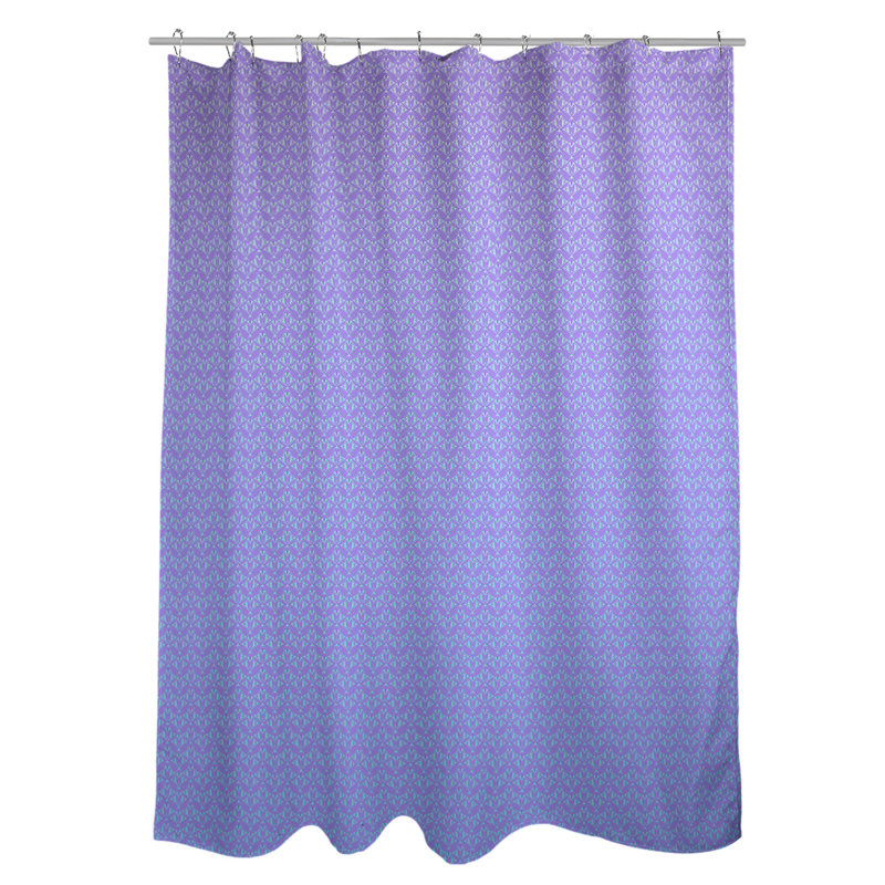 Rideau simple art déco, Mauve / rayures bleues 2