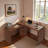 Modern L-shaped Desk With 3 Drawers And 360° Wood Rotating Desk