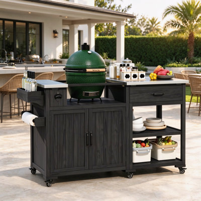 Kitchen Cart with Stainless Steel Top
