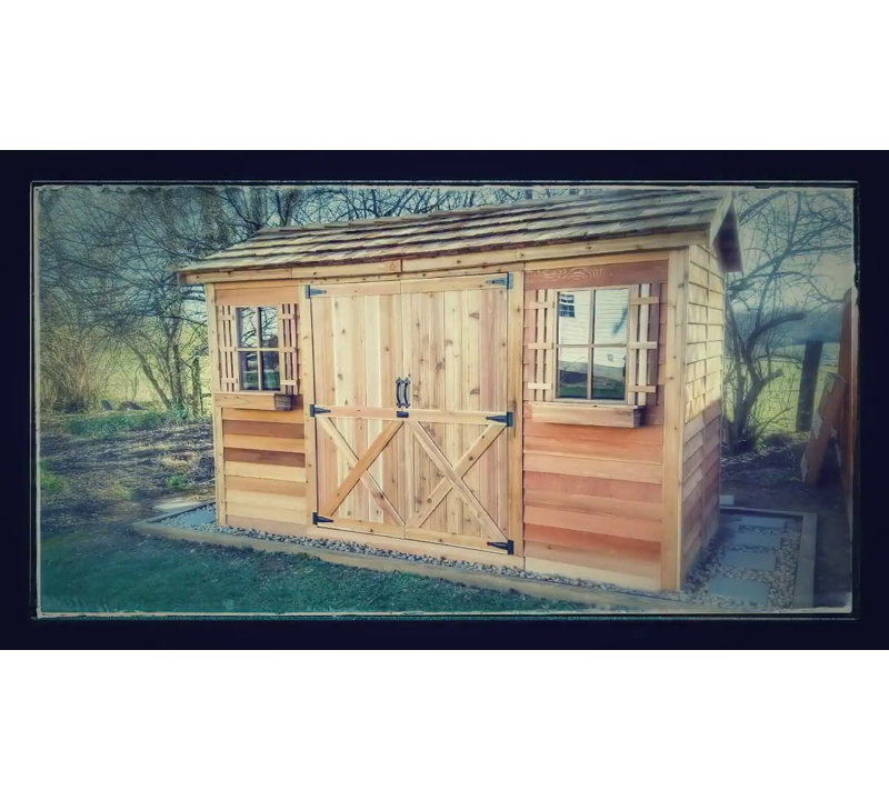 10' x 12' Brown Cedar Wood Shed with Windows and Dutch Door