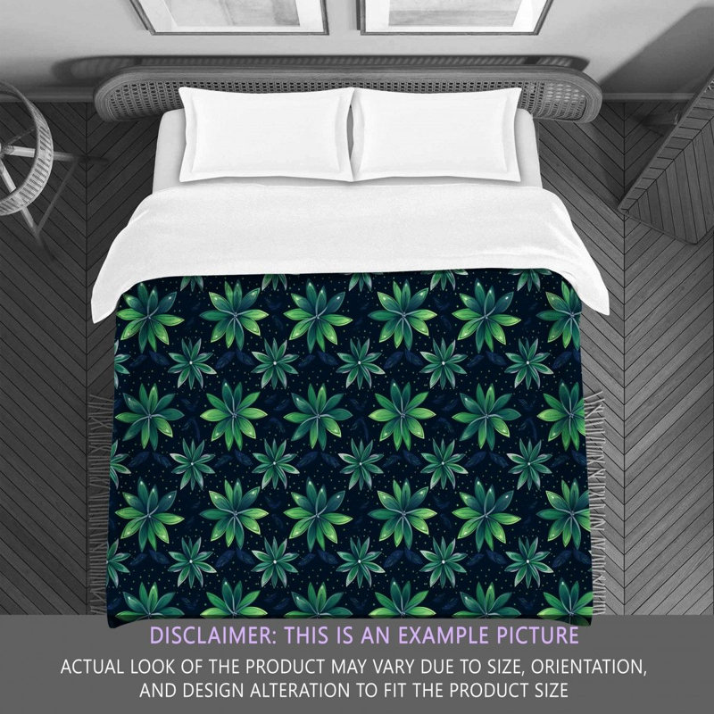 Machine Printed Comforter, Queen Comforter, Green/Navy Floral