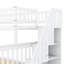Lit simple superposé au dessus d'un lit double avec rangement, pin blanc pour plus de stabilité et de rangement
