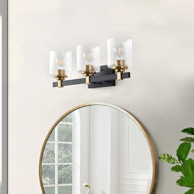 Éclairage pour salle de bain 3 lumières homologué UL avec abat-jour en verre texturé