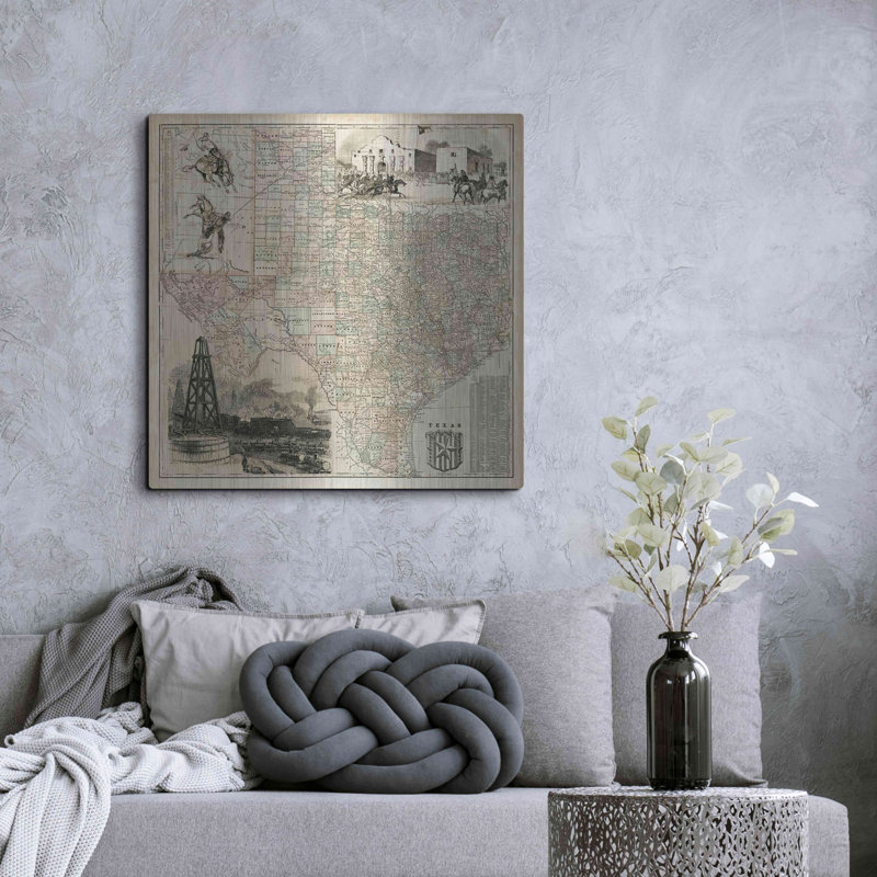 «Map of Texas» par Vision Studio, H 36 po x l 36 po