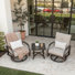 Ensemble de conversation pivotant extérieur / intérieur en aluminium 3 pièces Chamber avec coussins Sunbrella® et table d'appoint