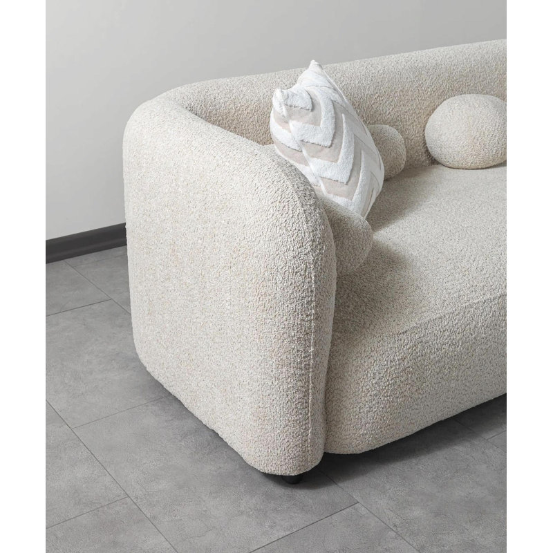 Canapé modulaire Lynda Boucle RAF, Tissu gris, Orienté à droite