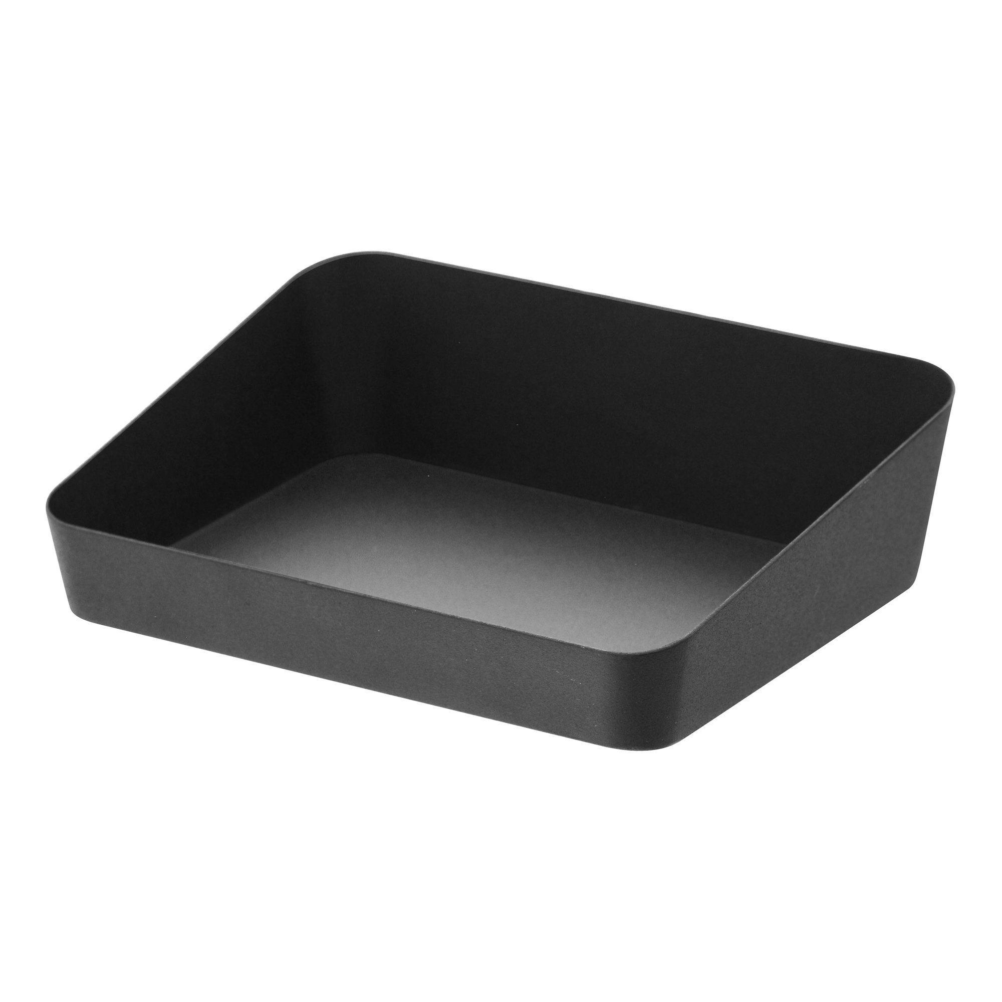 Yamazaki Home Space Saving Vanity Tray, Sloped, Steel, Large, Black, 2" H x 6.9" W x 5.3" D