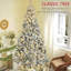 Grand arbre de Noël artificiel 9 pi avec 918 branches de neige floquées, 600 lumières DEL blanc chaud, ouverture automatique, vert