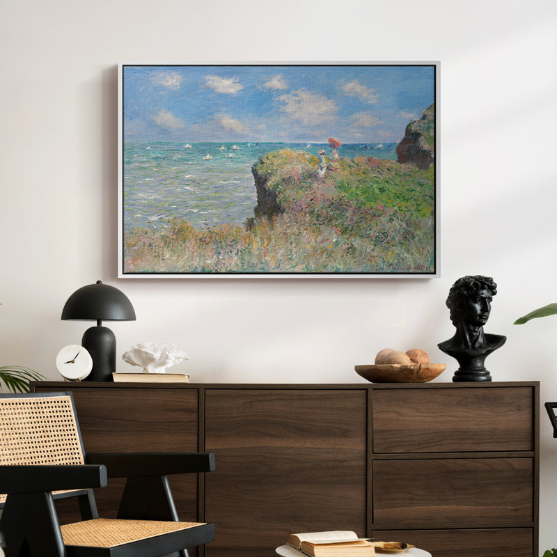 The Cliff Walk at Pourville, 1882 - Claude Monet, toile tendue avec châssis, 24 po x 36 po, Blanc