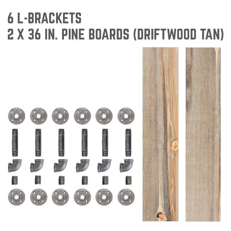 Hibbell 2 Piece Solid Wood Shelf, Driftwood Tan