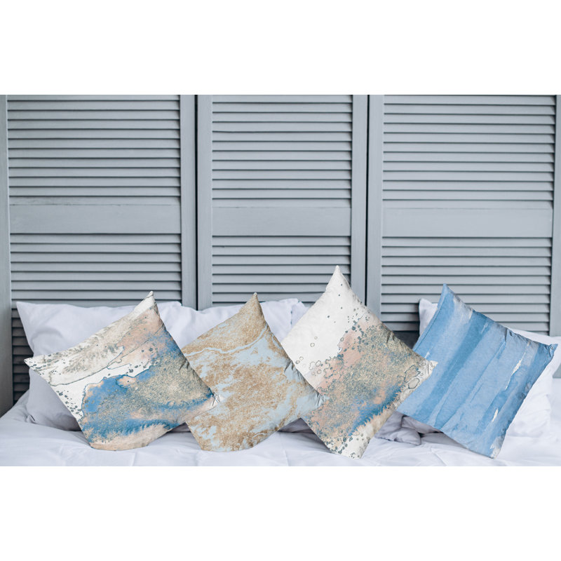 Pillow Cover, 18" x 18", Beige Pale Sky Blue