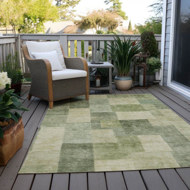 Machine Washable Indoor/Outdoor Christain ACN1261 Aloe Rug, Rectangle 8' x 10'