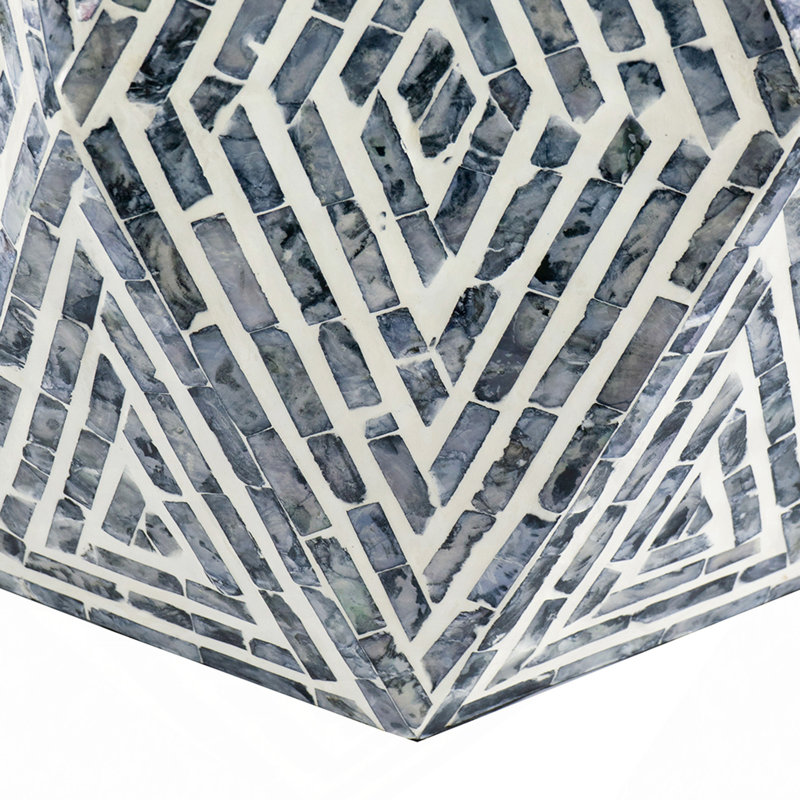 16 x 14 x 18 po, tabourets de jardin hexagonaux, table d'appoint unique Capiz