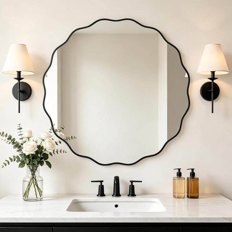Miroir de salle de bain Wavy, 32 po x 32 po