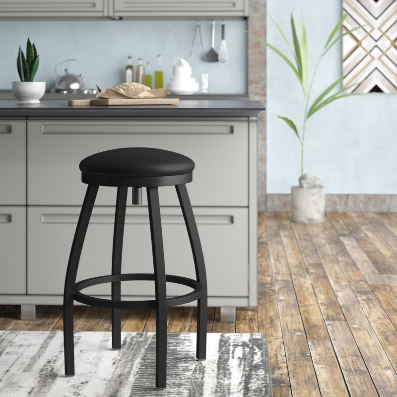 Tabouret pivotant80280 Misha, Vinyle - Noir, Tabouret de bar (assise de 30 po de hauteur), Noir