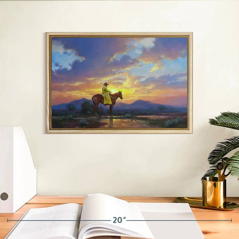 Soleil brûlant, Cadre flottant en bois naturel, 13 po x 9 po