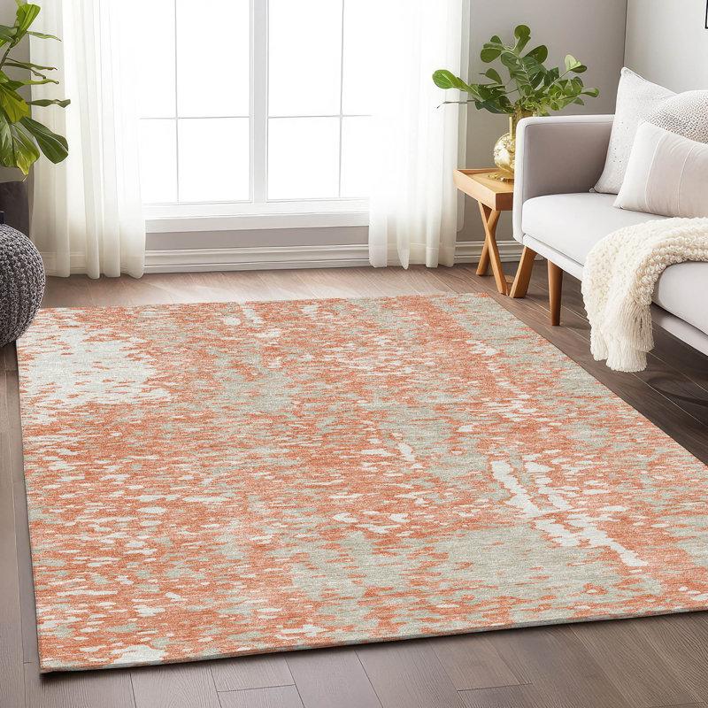 Premium Machine Washable Prisco Coral Rug, Rectangle 9' x 12'