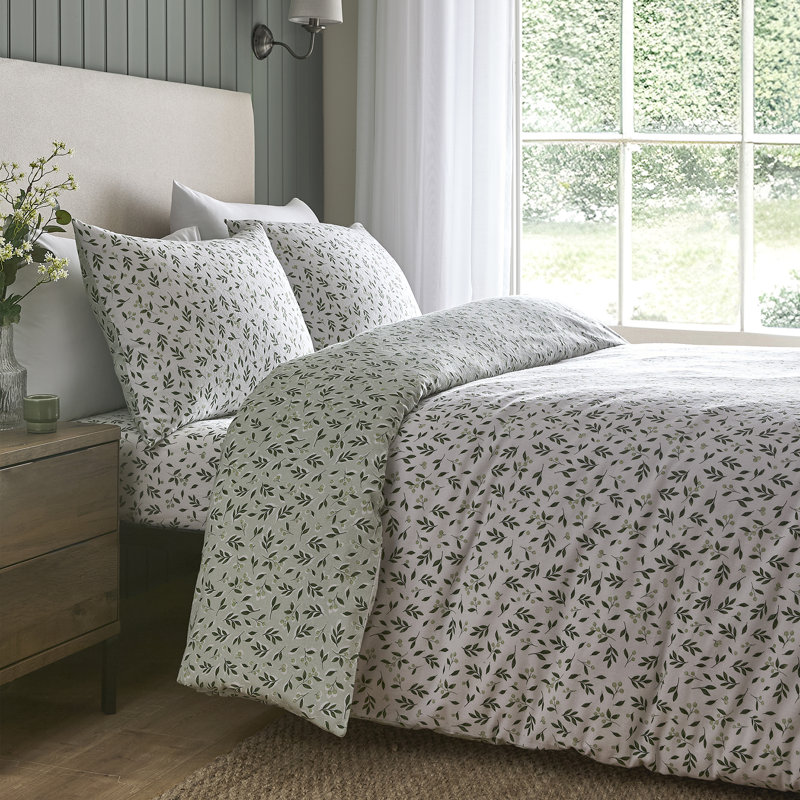 Falling Leaf Cotton Floral Duvet Cover Set, Double Bed (200 x 200 cm)