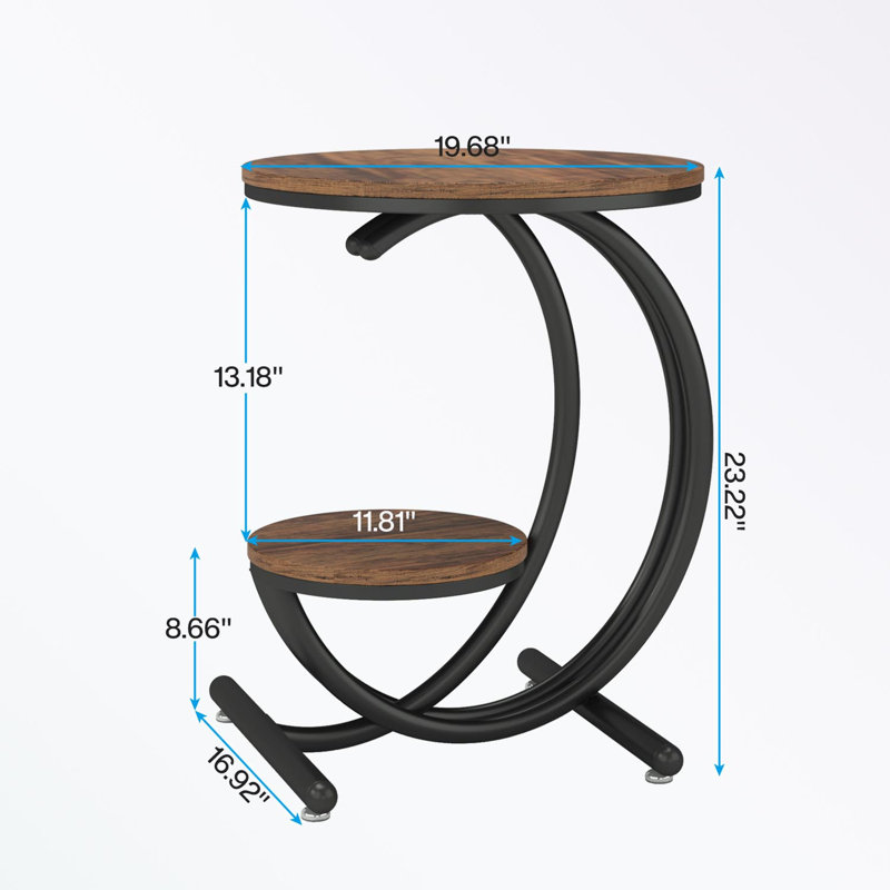 Table de bout à deux niveaux avec tablette de rangement