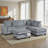 Roe 3Pc Sectional Sofa Set With Chaise, Ottoman, 2 Pillows-111572305