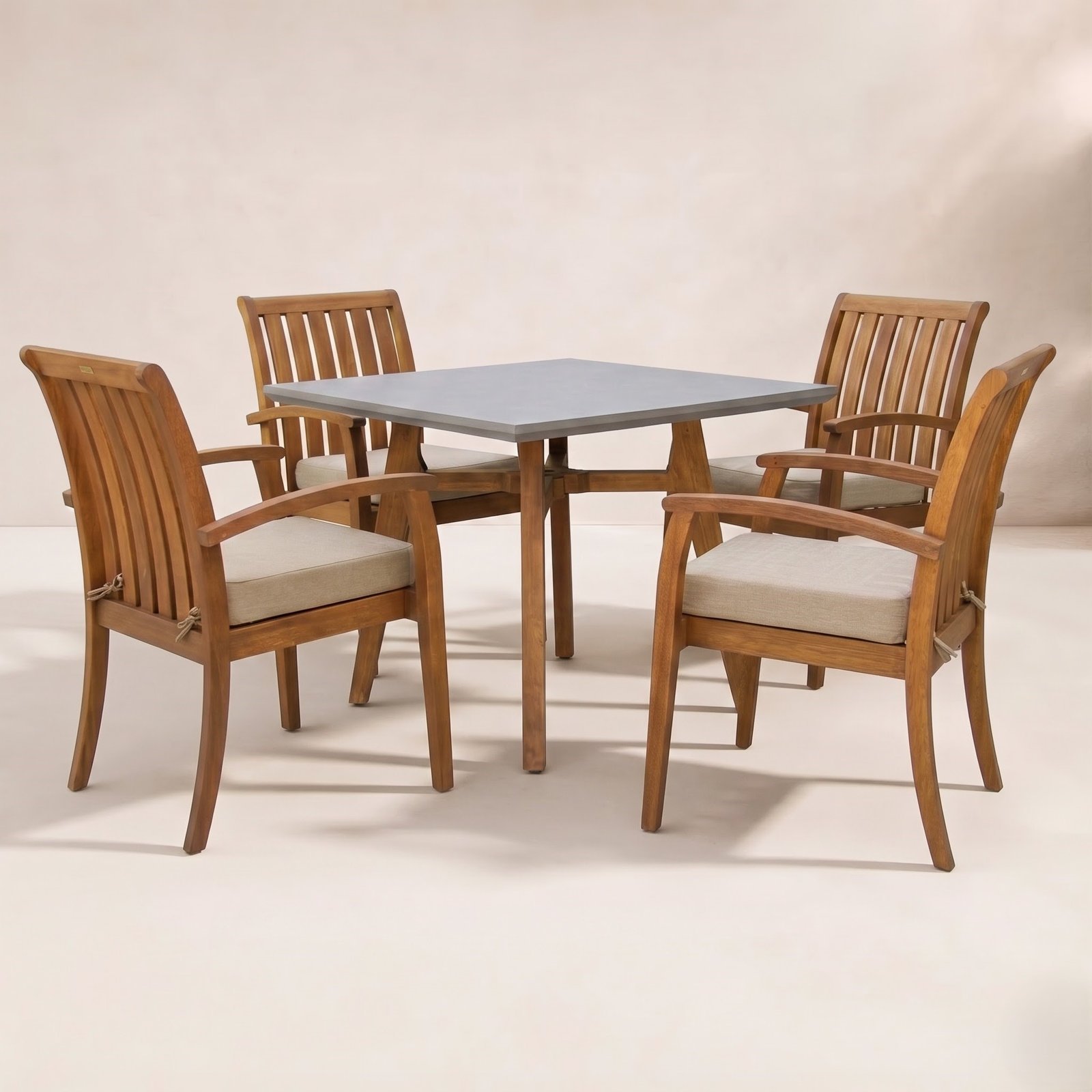 Masten Teak Patio Dining Set, 60" L x 60" W x 31" H, 6