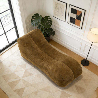 Soft beanbag chair with high resilience foam core for two people.