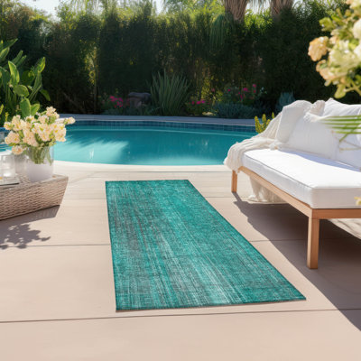 Kinslee Washable Striped Indoor / Outdoor Rug