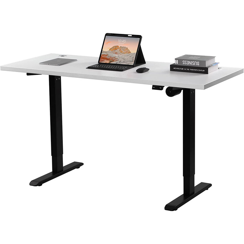 Midtown Value Height Adjustable Standing Desk, Single Motor, 60x30, White Top with Black Frame, White/Black