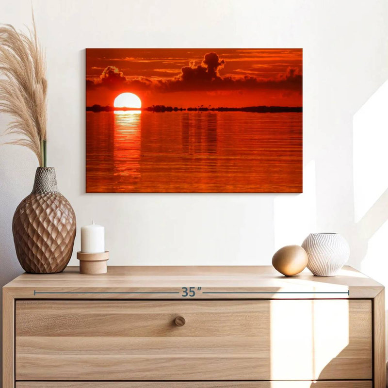 Coucher de soleil sur la plage Gillard Bahamas, H 30 po x l 45 po