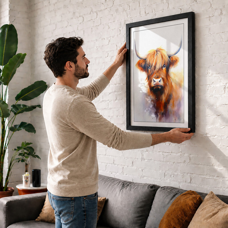 Highland Gaze Boho - Print, A2 - 59.4 x 42.0 cm, Black