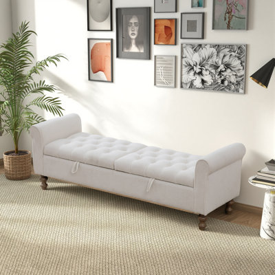 65.7" W Upholstered Storage Bench With Lids