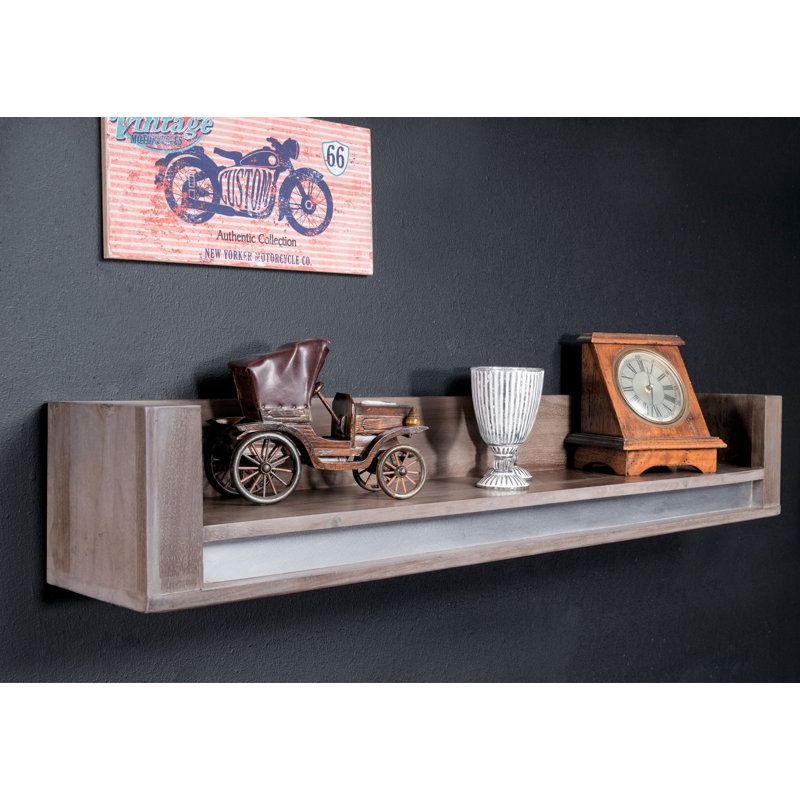 Sydney Sheesham Solid Wood Accent Shelf, Smoked oak, 20cm H x 120cm W x 22cm D