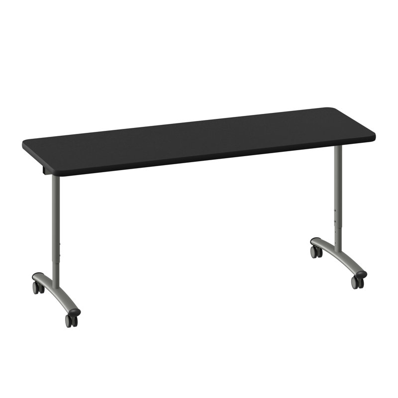 Table à plateau rabattable thermolaqué de qualité supérieure, H 38 po x L 72 po x l 30 po, Granite noir