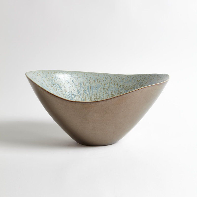 Bronze and Blue Reactive Glaze Ceramic Bowl