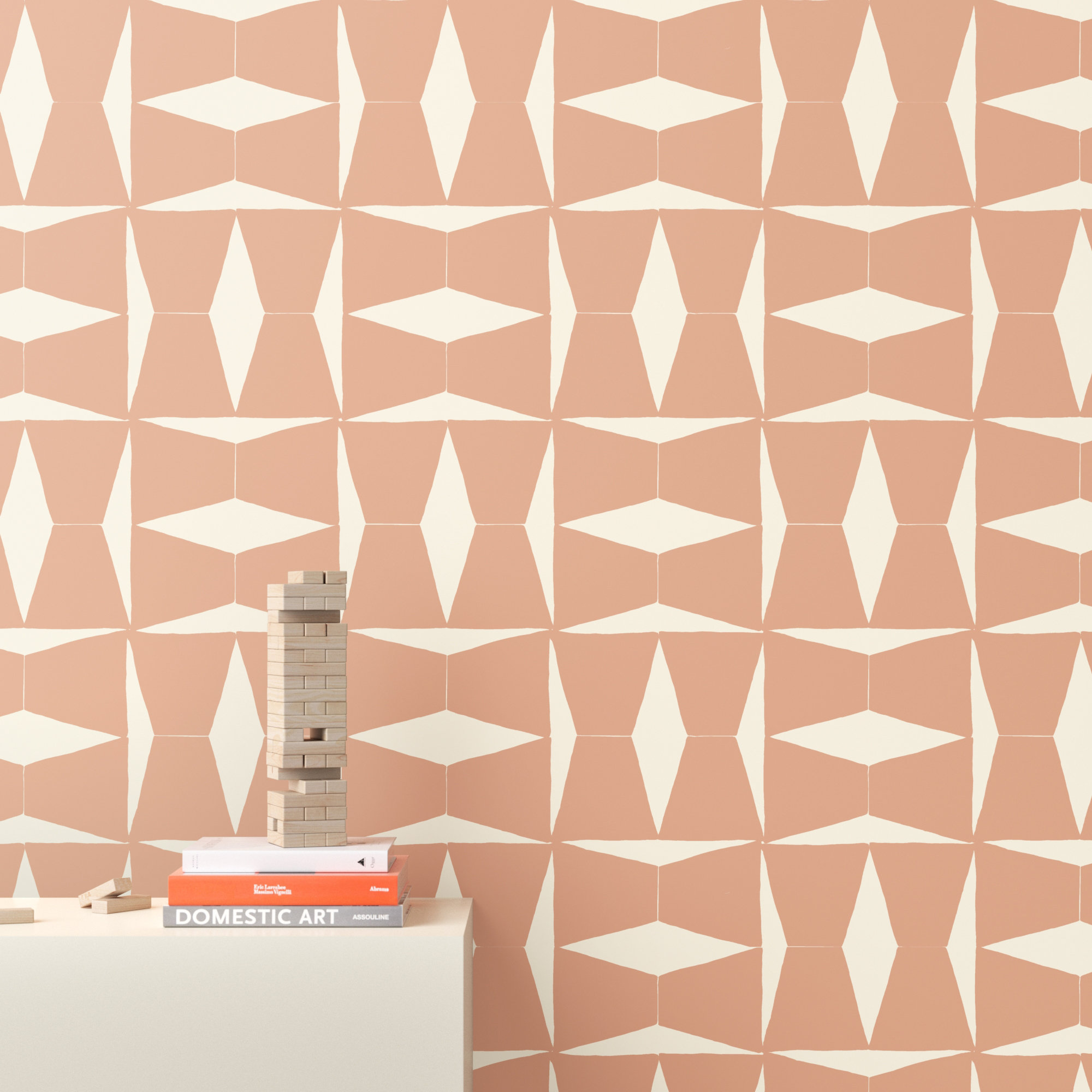 Albie Geometric Wallpaper, Orange/Cream