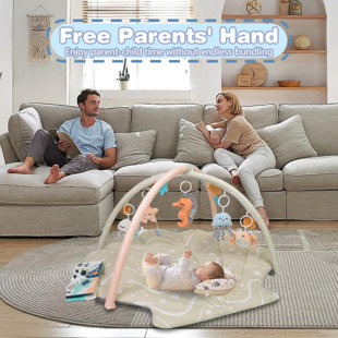 Baby Play Gym Mat, Oversize Baby Tummy Time Play Mat With 6 Detachable Toys For Sensory Exploration Motor Skill Development, Newborn Essentials Shower Gift Activity Mats For Babies
