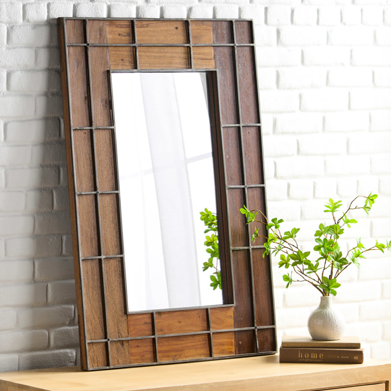 Miroir de plancher en bois brun 28 po Profondeur, hauteur 40, largeur 1 exquise l 0,9 po x P 27,34 po H 40,29 po